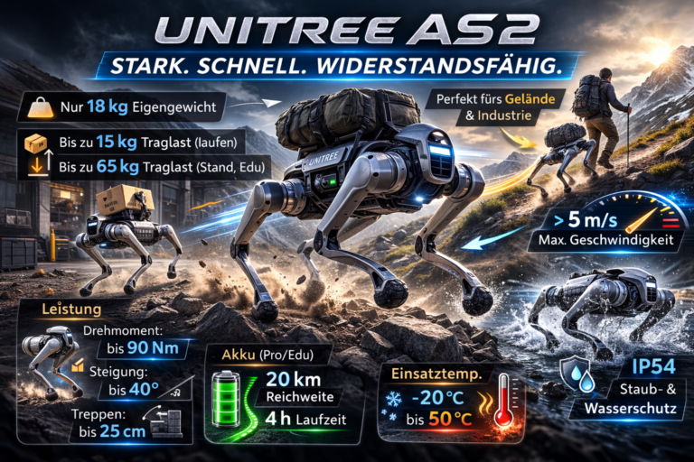 Roboterhund Unitree As2: Stark & extrem schnell [Bildinhalt mit KI erstellt]