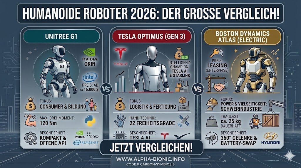 Der große Vergleich – Unitree, Tesla Optimus & Atlas
