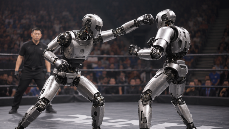 URKL: Die Kampfliga für humanoide Roboter [Bildinhalt mit KI erstellt]
