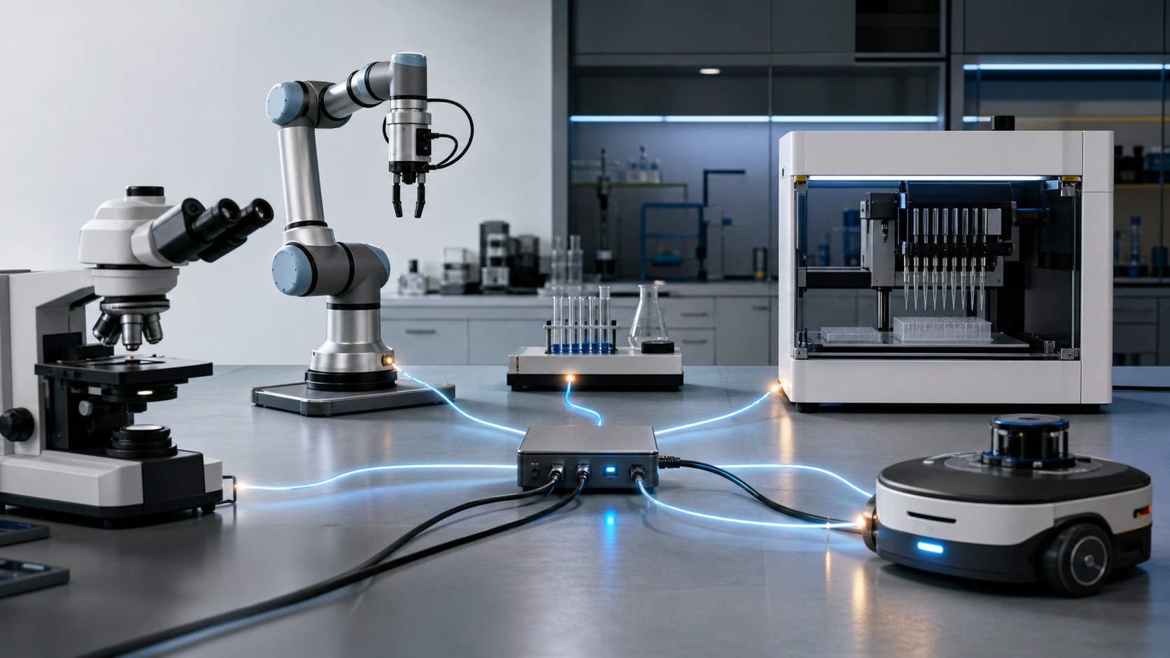 Standardisierte Schnittstelle verbindet KI-Agenten mit Laborgeräten und Robotern [Bildinhalt mit KI erstellt]