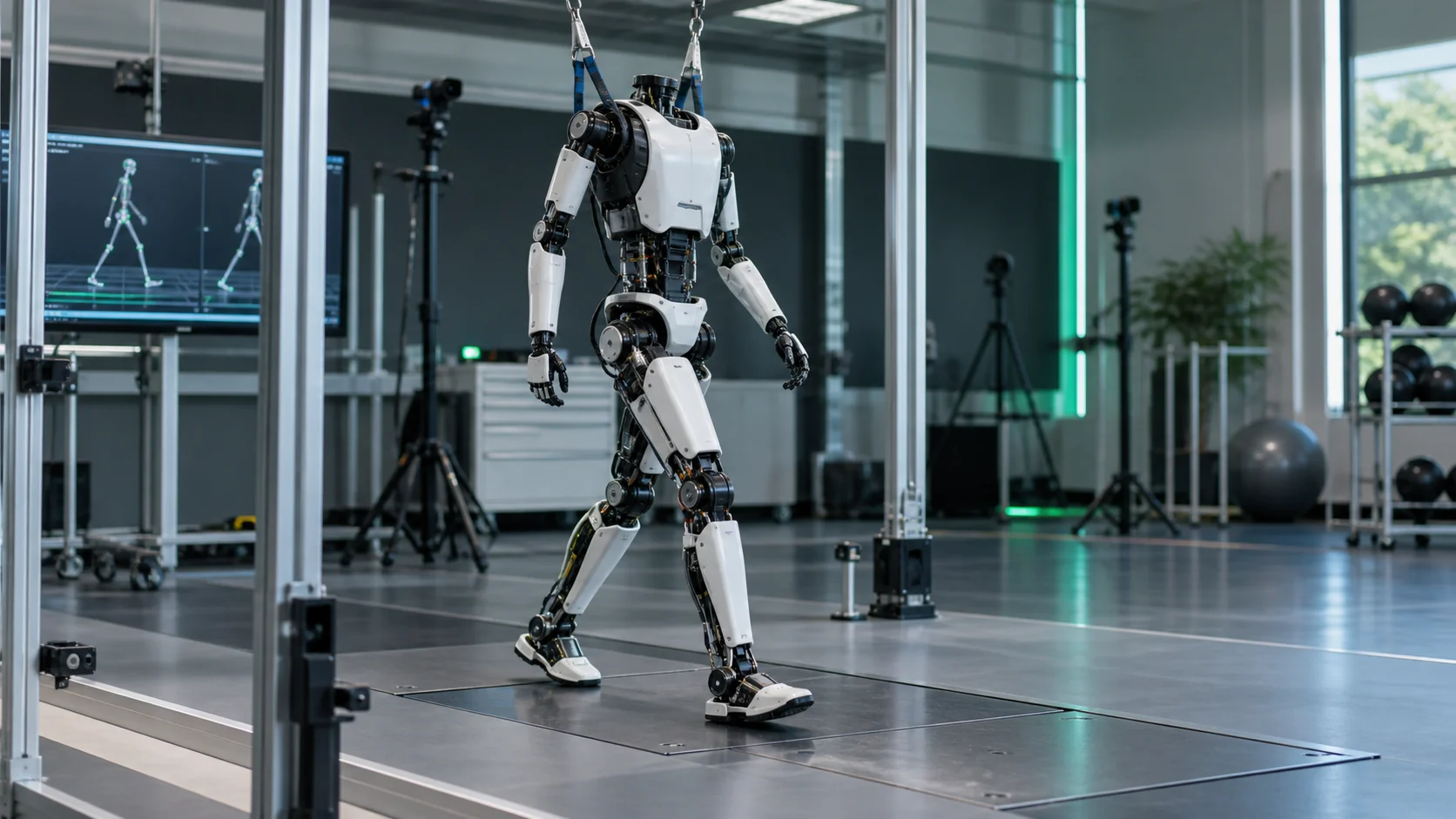 Biped Roboter in der Robotik – redaktionelle Symbolaufnahme [Bildinhalt mit KI erstellt]