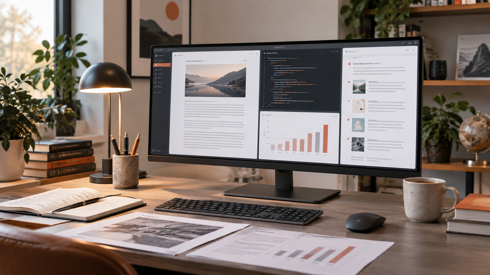 Claude AI im Einsatz für Dokumente, Code, Recherche und Datenanalyse [Bildinhalt mit KI erstellt]