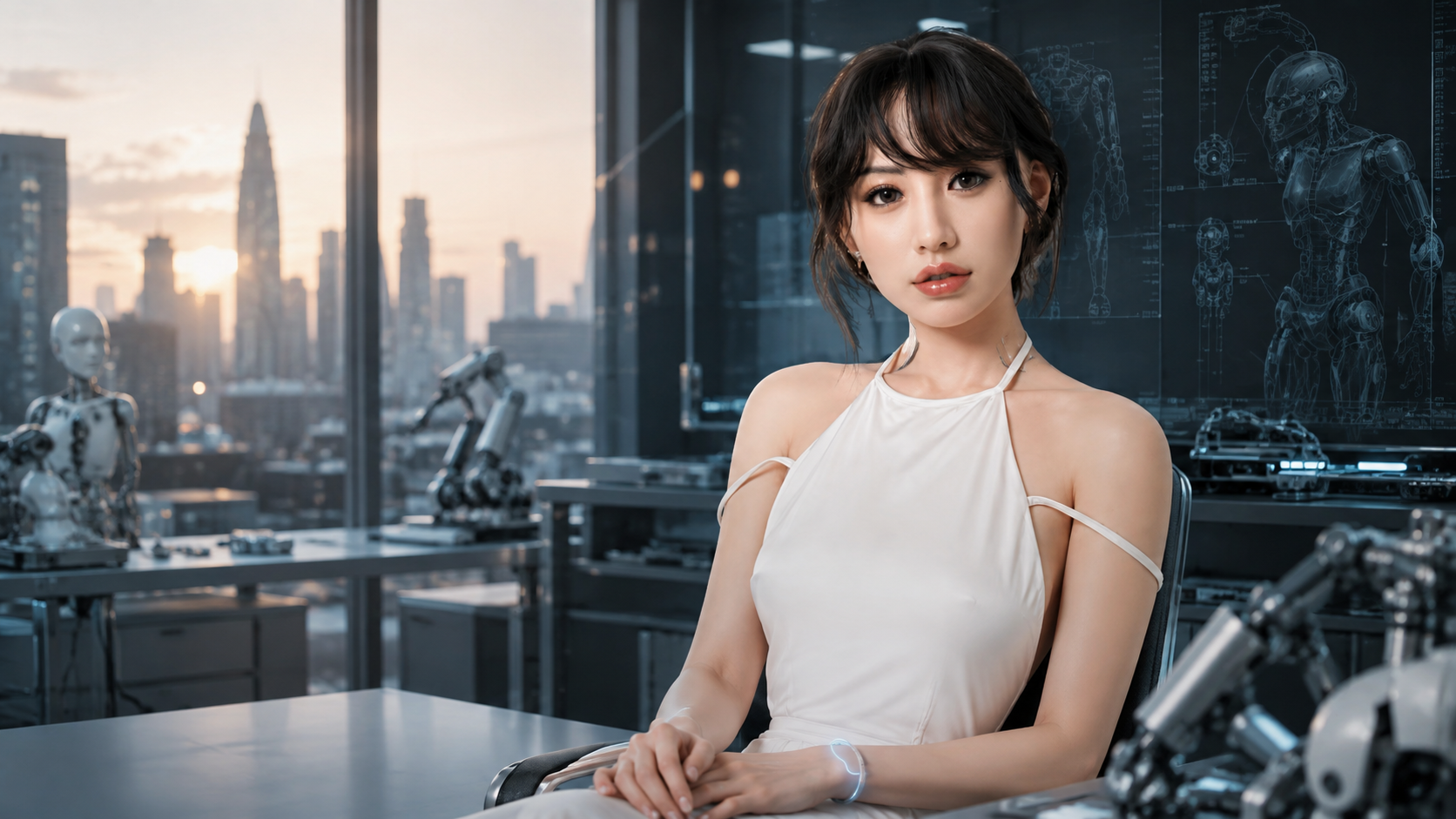Eva.i als humanoides Robotermodell in einem Robotiklabor in Shenzhen [Bildinhalt mit KI erstellt]