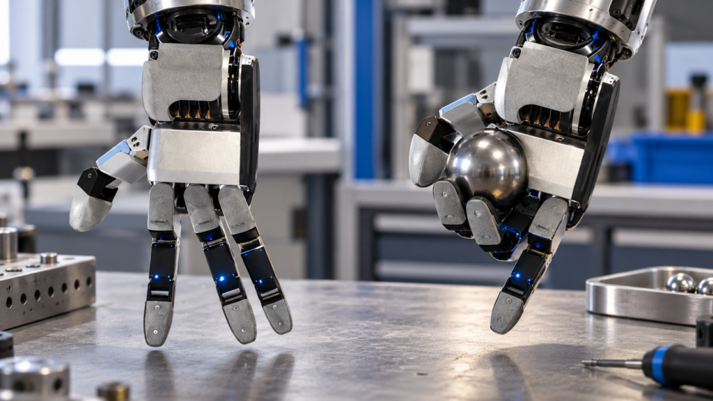 Atlas-Roboterhände mit vier Fingern – KI-Illustration nach realer Herstellerreferenz [Bildinhalt mit KI erstellt]